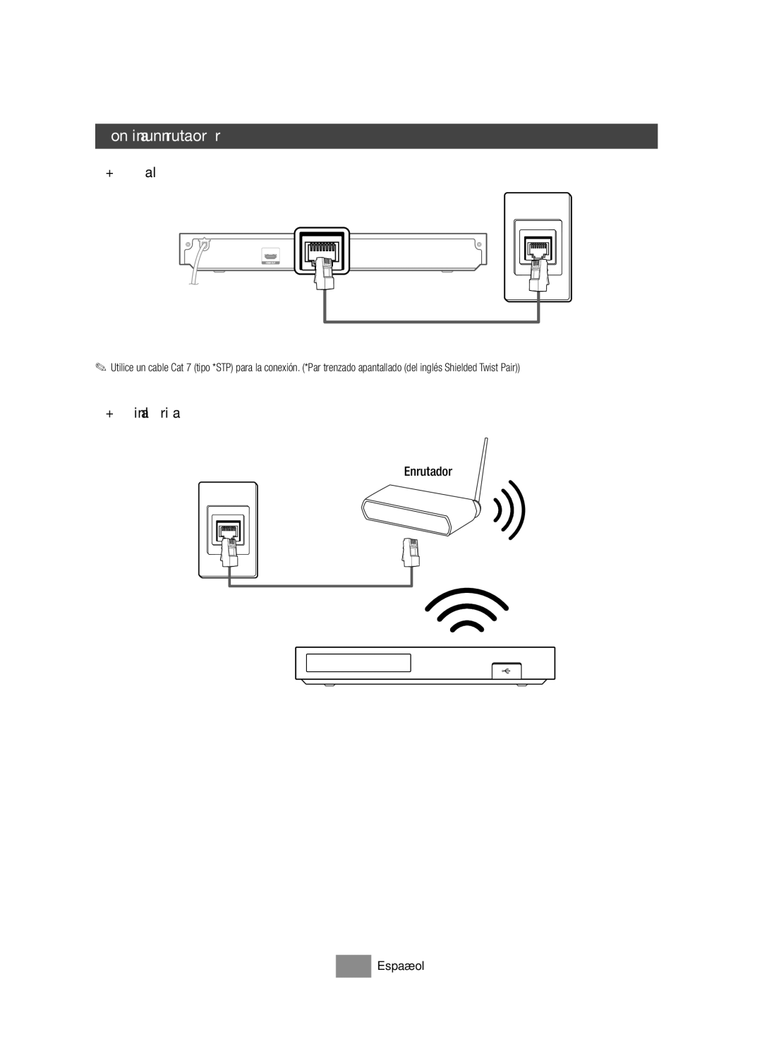 Samsung BD-J6300/ZF manual Conexión a un enrutador de red, + Red de cable, + Red inalámbrica, Enrutador 