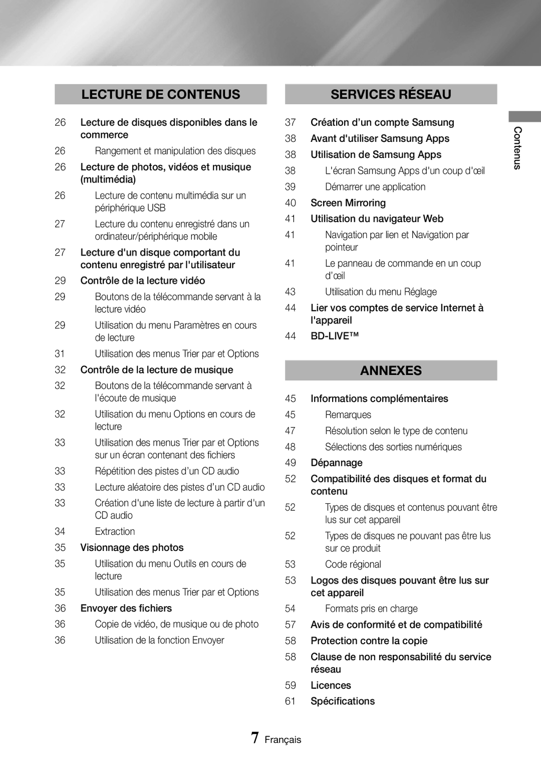 Samsung BD-J6300/ZF manual Lecture DE Contenus, Bd-Live 