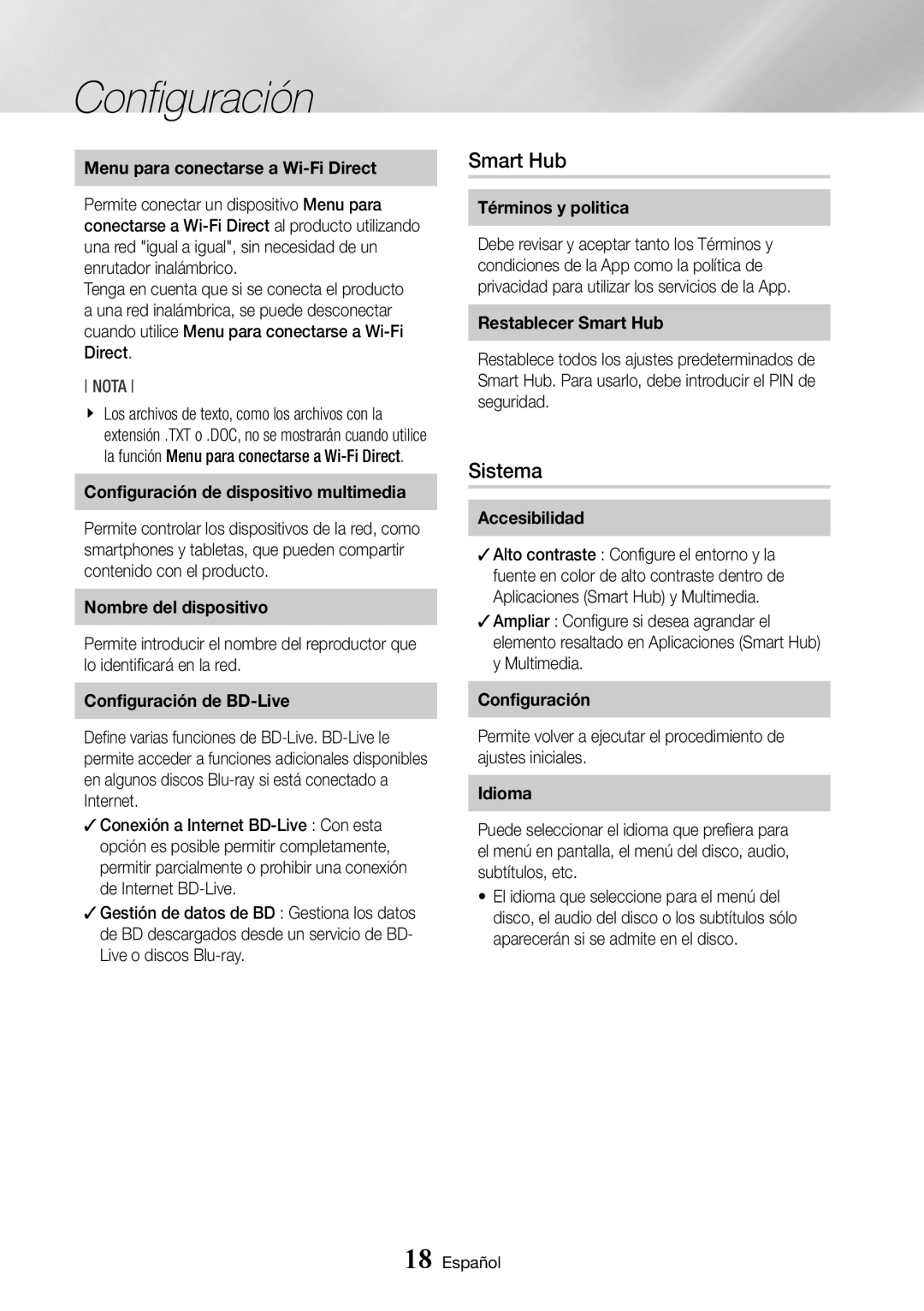 Samsung BD-J6300/ZF manual Smart Hub, Sistema 