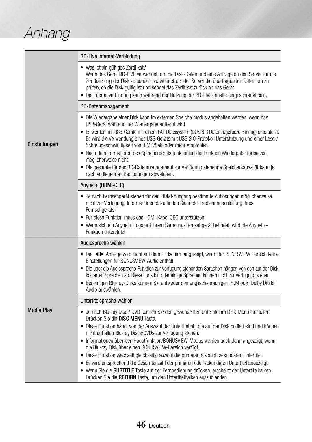 Samsung BD-J6300/ZG manual BD-Datenmanagement, USB-Gerät während der Wiedergabe entfernt wird, Möglicherweise nicht 