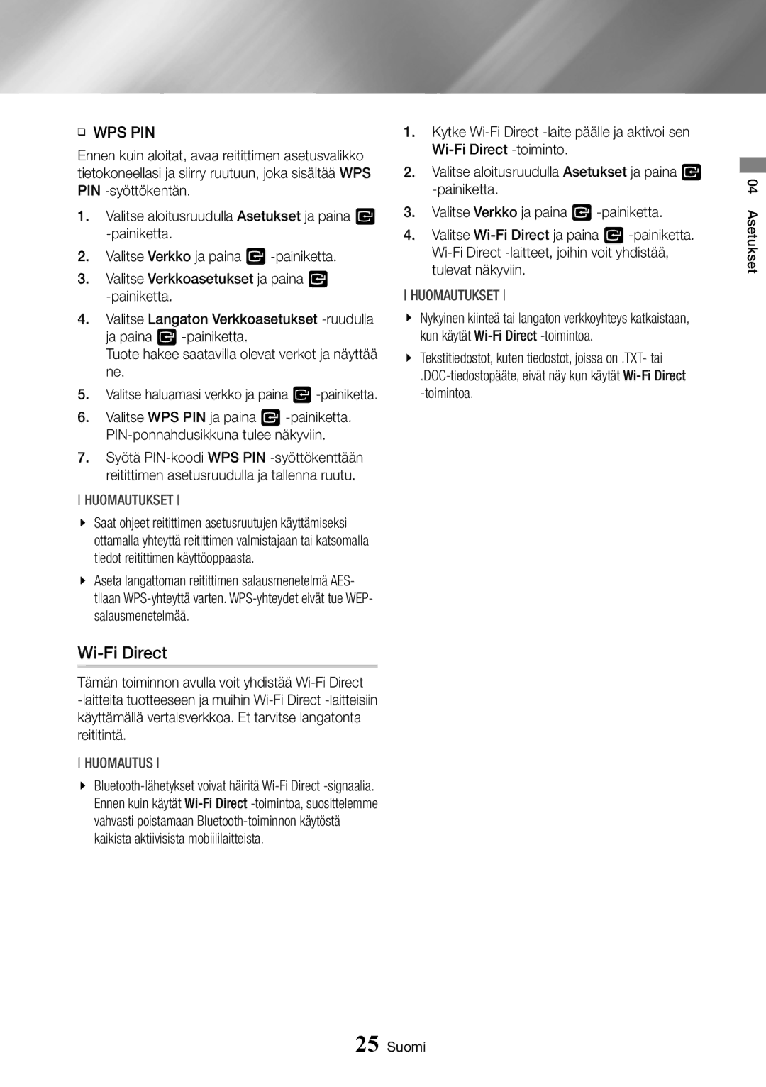 Samsung BD-J7500/XE manual Wi-Fi Direct, Ğğ Wps Pin 