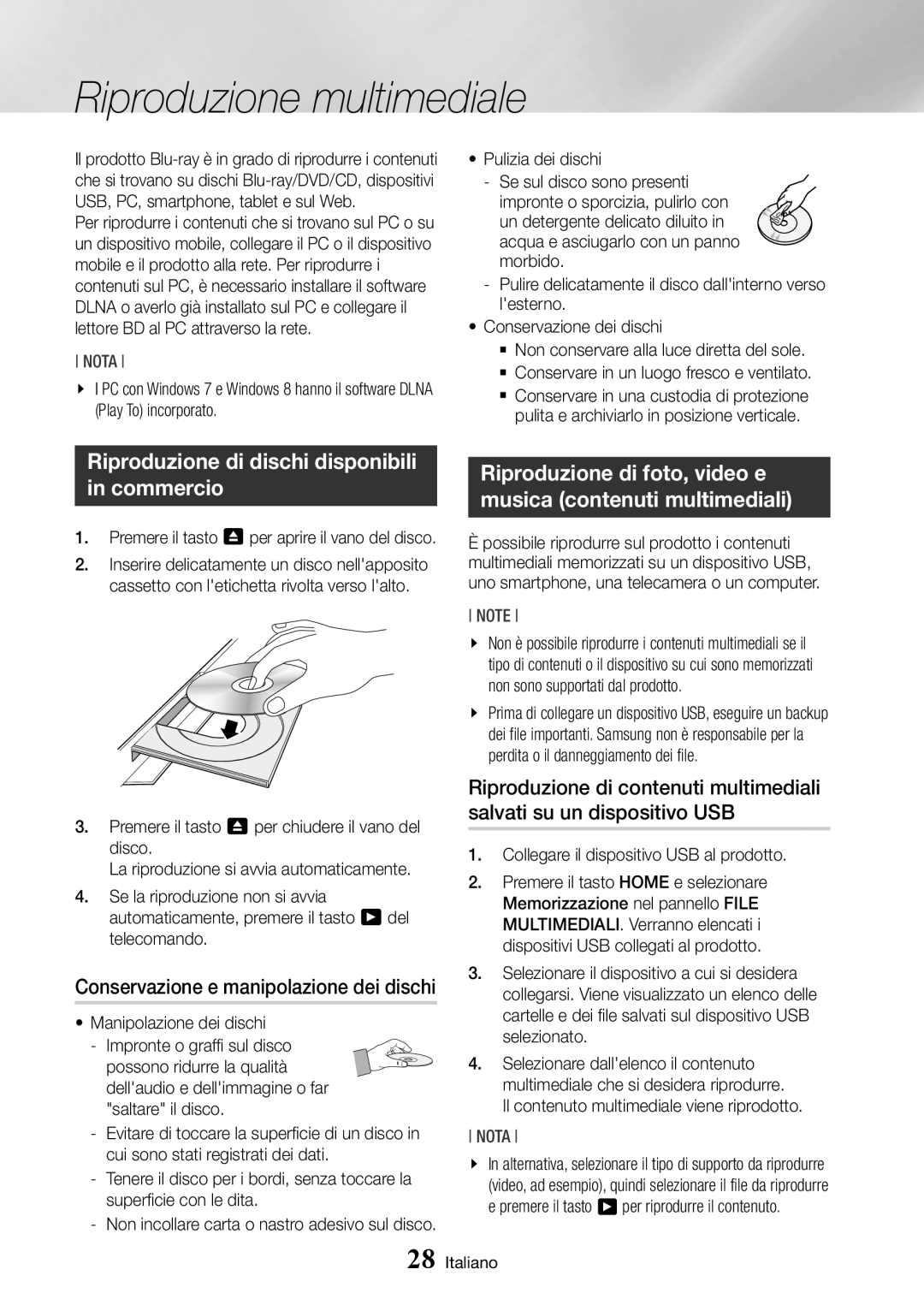 Samsung BD-J7500/ZF manual Riproduzione multimediale, Riproduzione di dischi disponibili in commercio 