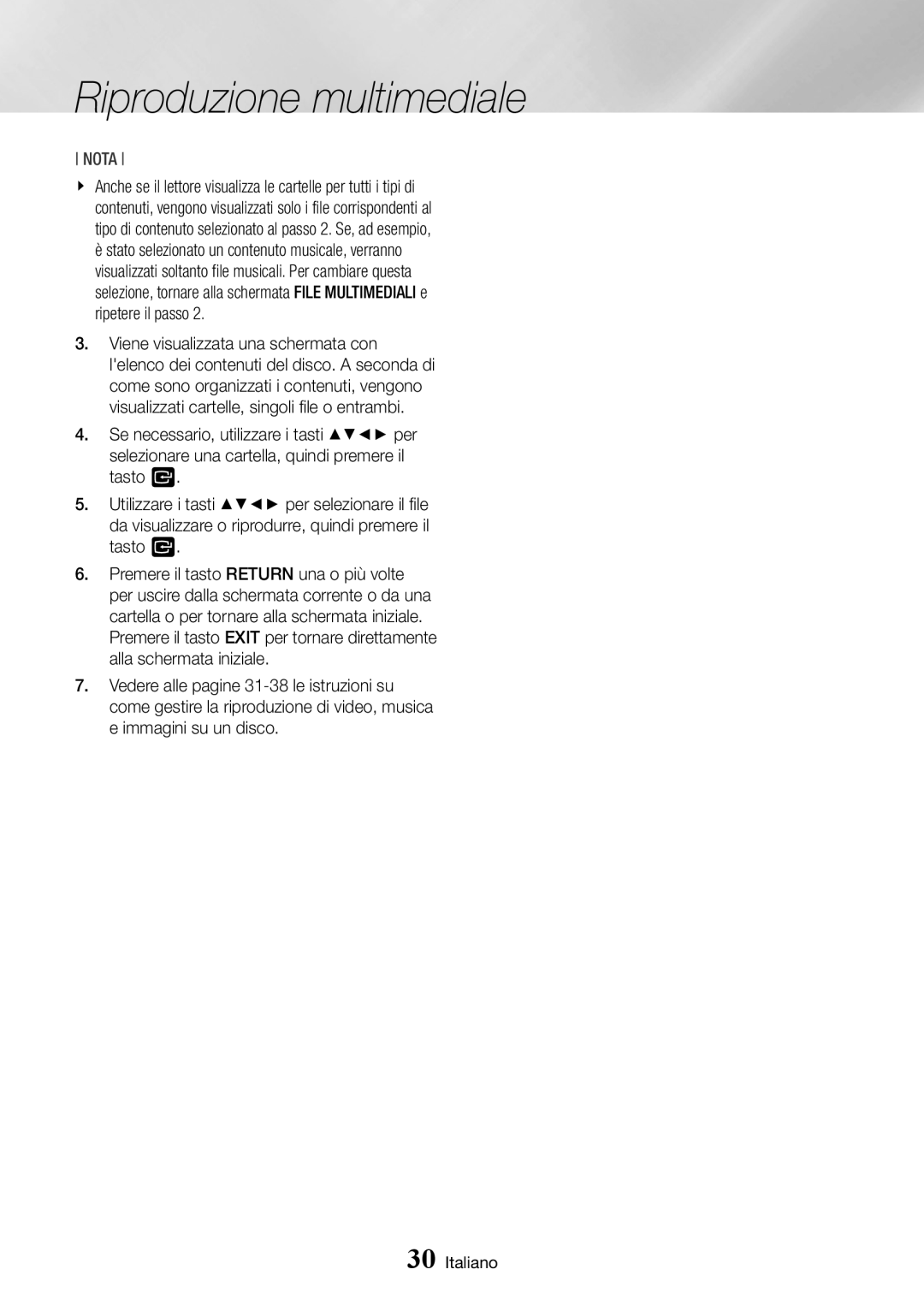 Samsung BD-J7500/ZF manual Riproduzione multimediale 