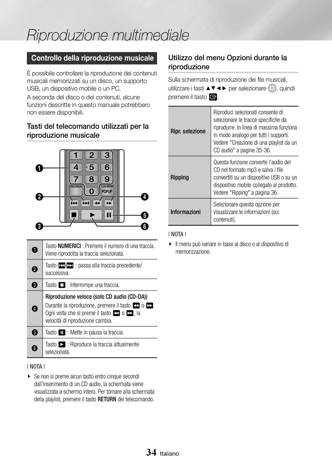 Samsung BD-J7500/ZF manual Utilizzo del menu Opzioni durante la riproduzione 