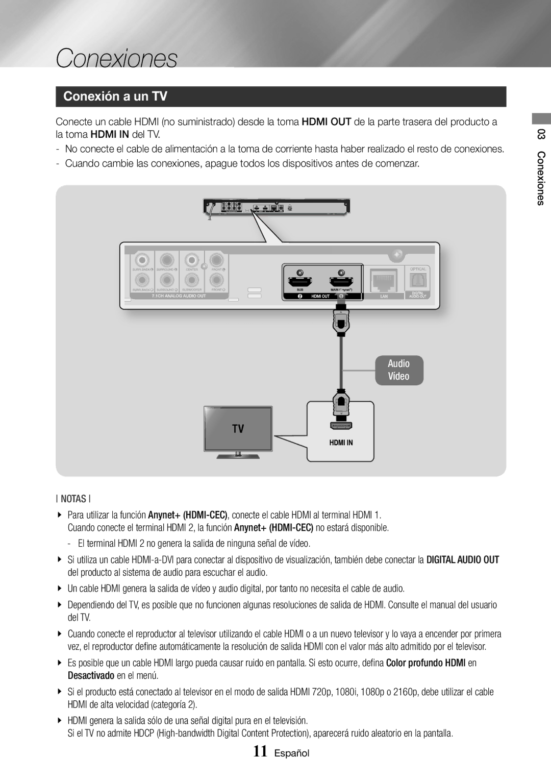 Samsung BD-J7500/ZF manual Conexiones, Conexión a un TV 