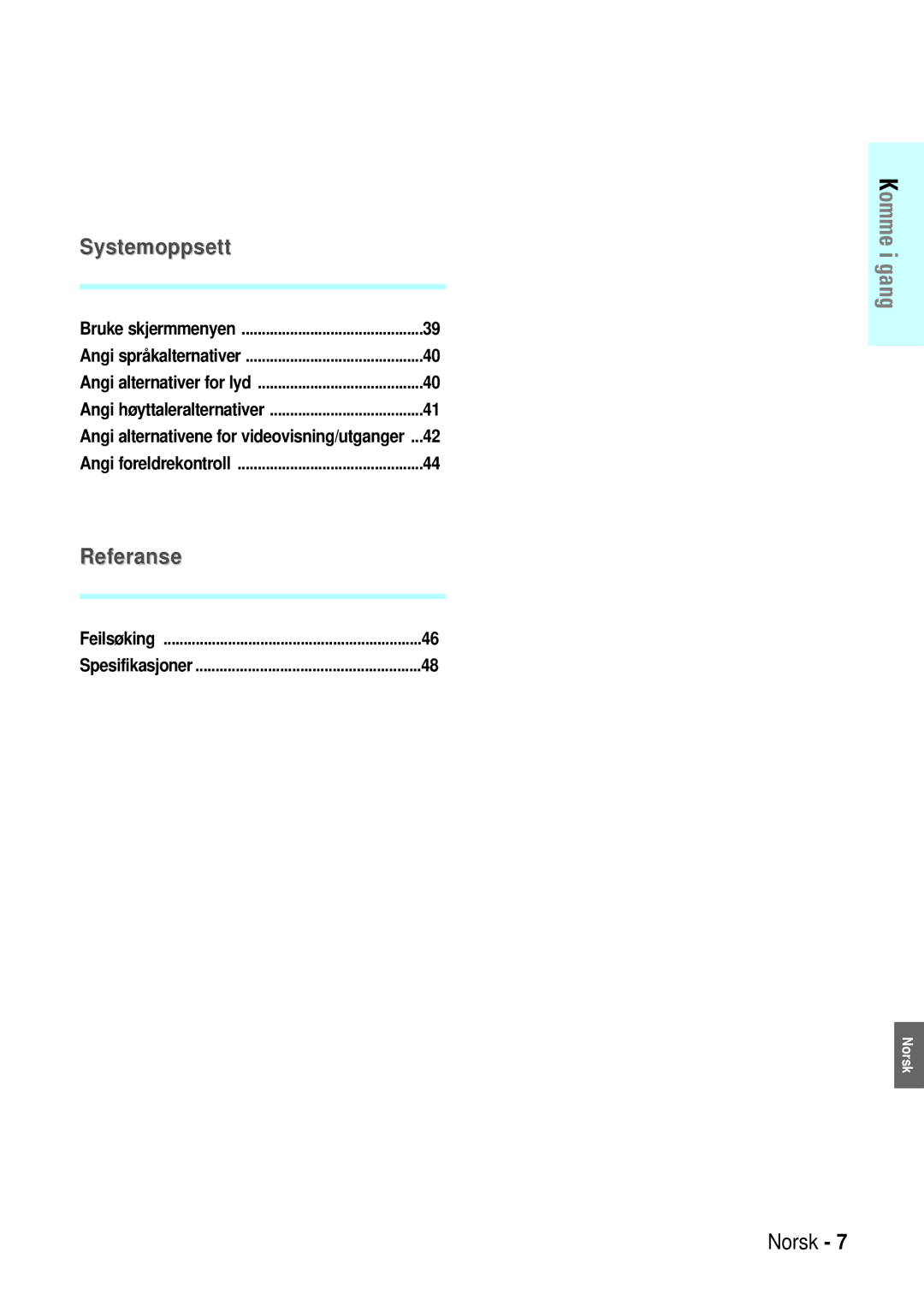 Samsung BD-P1000/XEE manual Systemoppsett, Feilsøking 