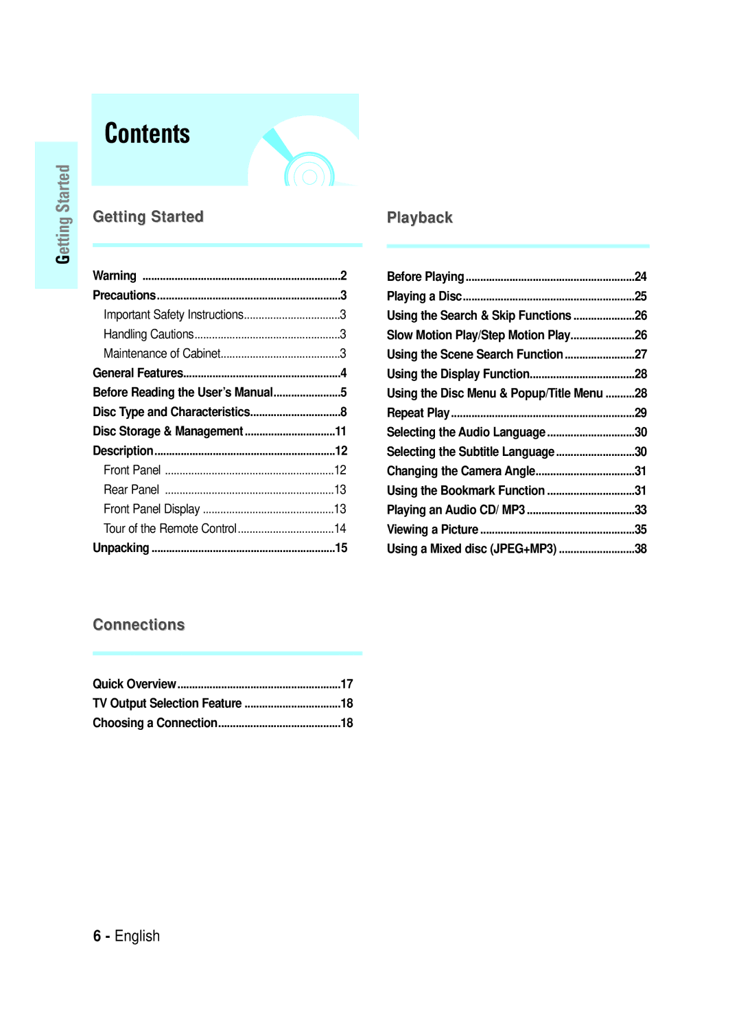 Samsung BD-P1000/XET, BD-P1000/XEG, BD-P1000/XEN, BD-P1000/XEL, BD-P1000/XEH, BD-P1000/XEO manual Contents 