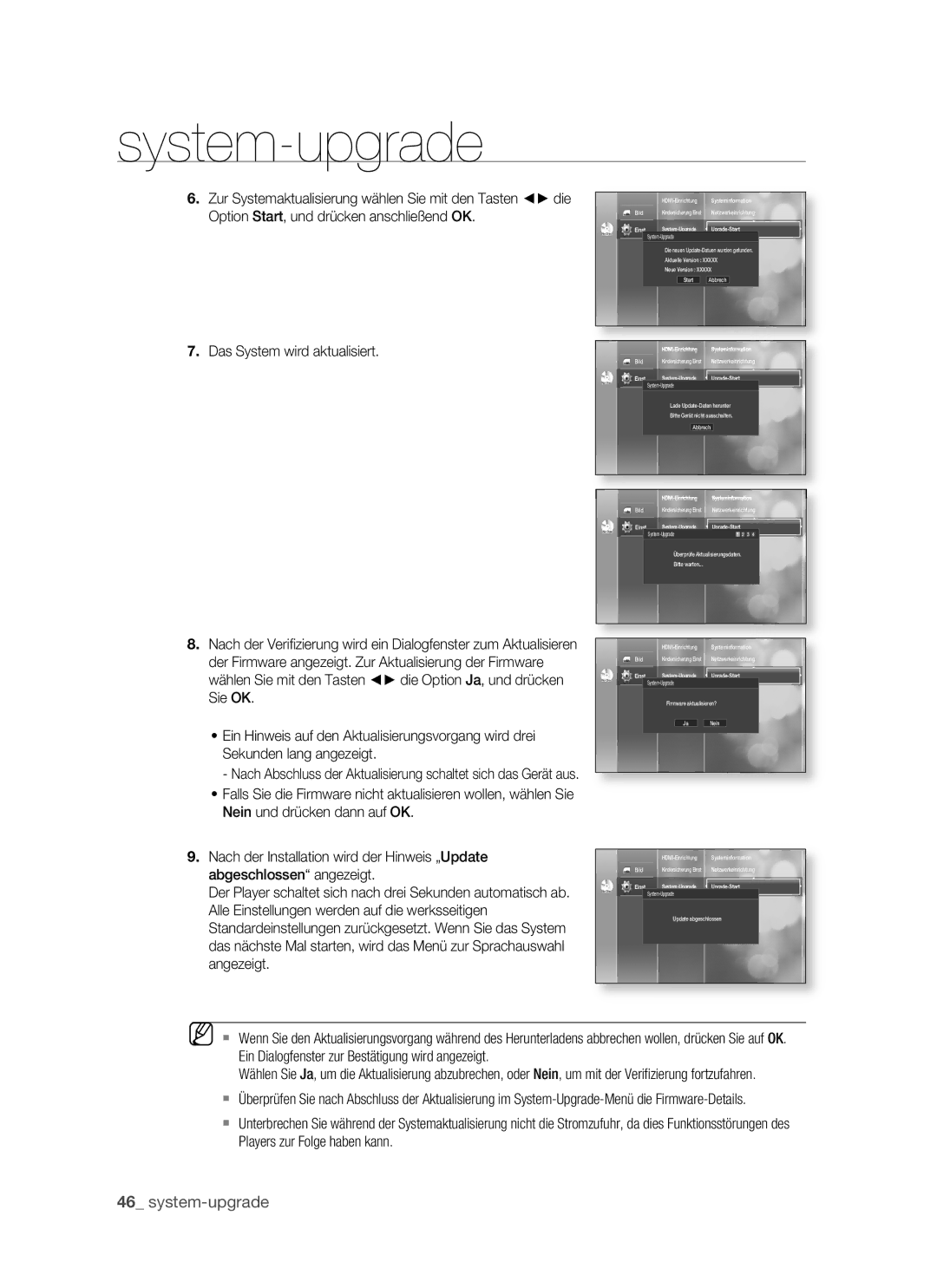 Samsung BD-P1400/XEC, BD-P1400/XEG, BD-P1400/AUS manual System-upgrade 