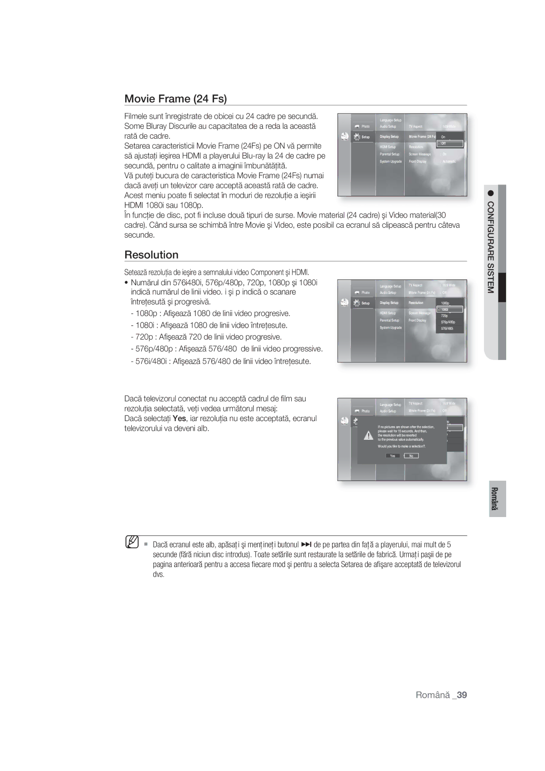 Samsung BD-P1400/XEC manual Rată de cadre, Numărul din 576i480i, 576p/480p, 720p, 1080p şi, Întreţesută şi progresivă 