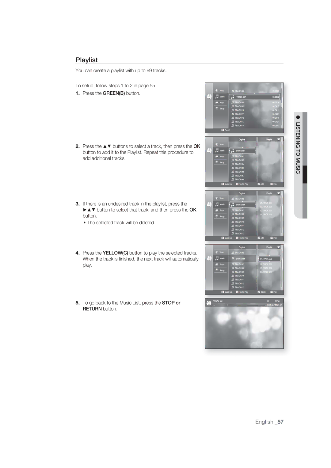 Samsung BD-P1400/EUR, BD-P1400/XEC manual Playlist, 000332 