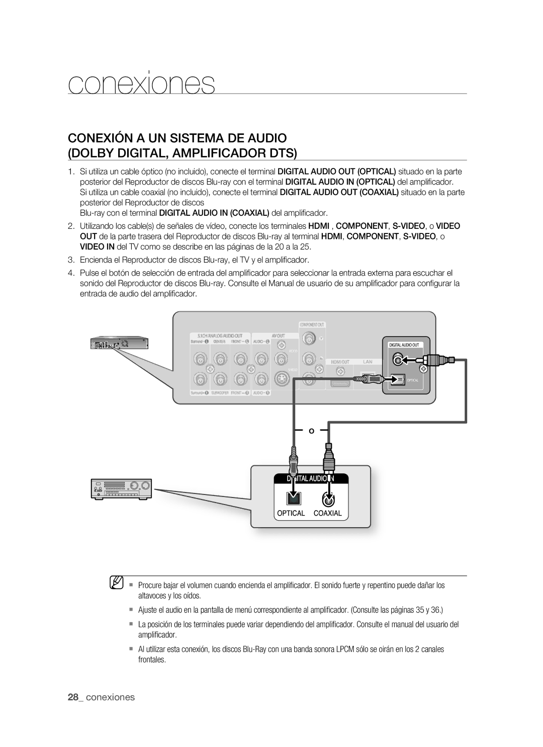 Samsung BD-P1400/XEC, BD-P1400/EUR manual Conexiones 