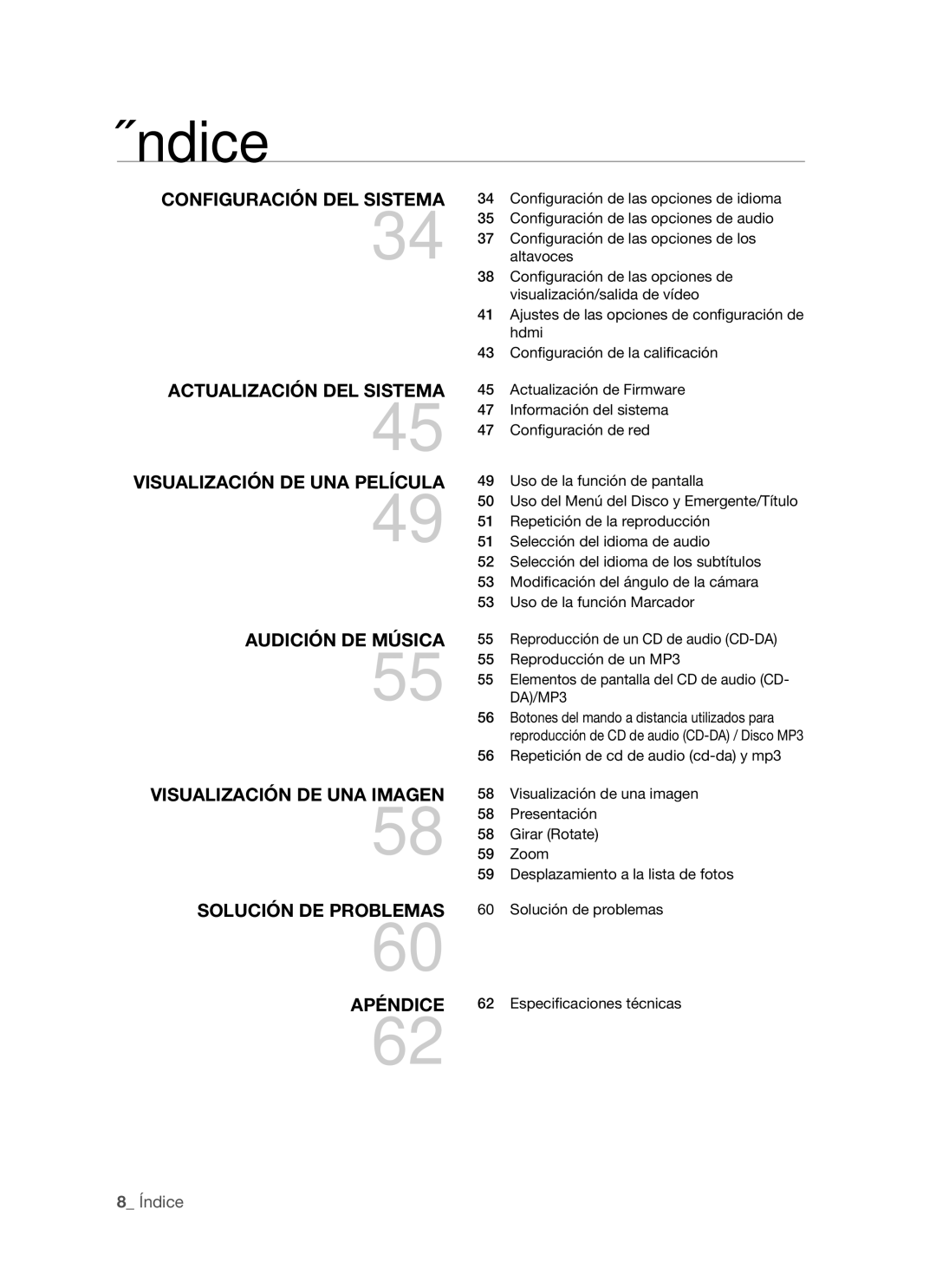 Samsung BD-P1400/XEC manual Conﬁguración de las opciones de idioma, Conﬁguración de las opciones de audio, Altavoces, Hdmi 