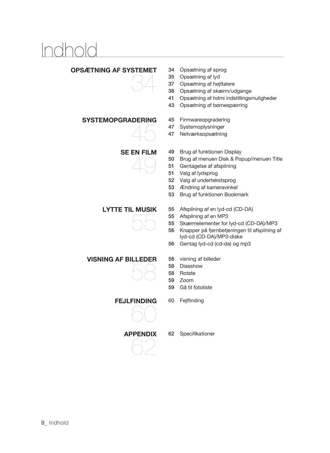 Samsung BD-P1400/XEE manual Indhold 