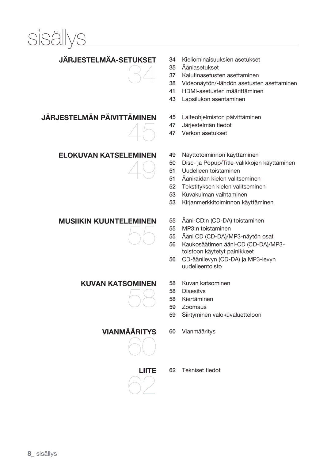 Samsung BD-P1400/XEE Kieliominaisuuksien asetukset, Ääniasetukset, Kaiutinasetusten asettaminen, Lapsilukon asentaminen 