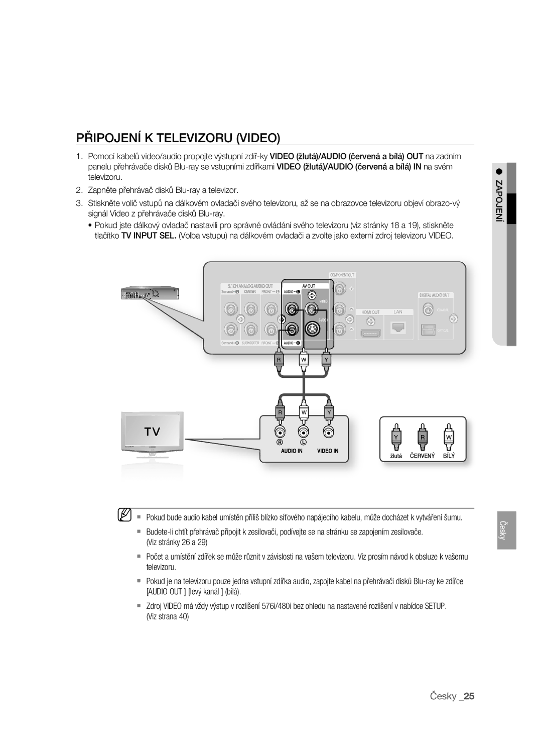 Samsung BD-P1400/XEH manual Připojení K Televizoru Video 