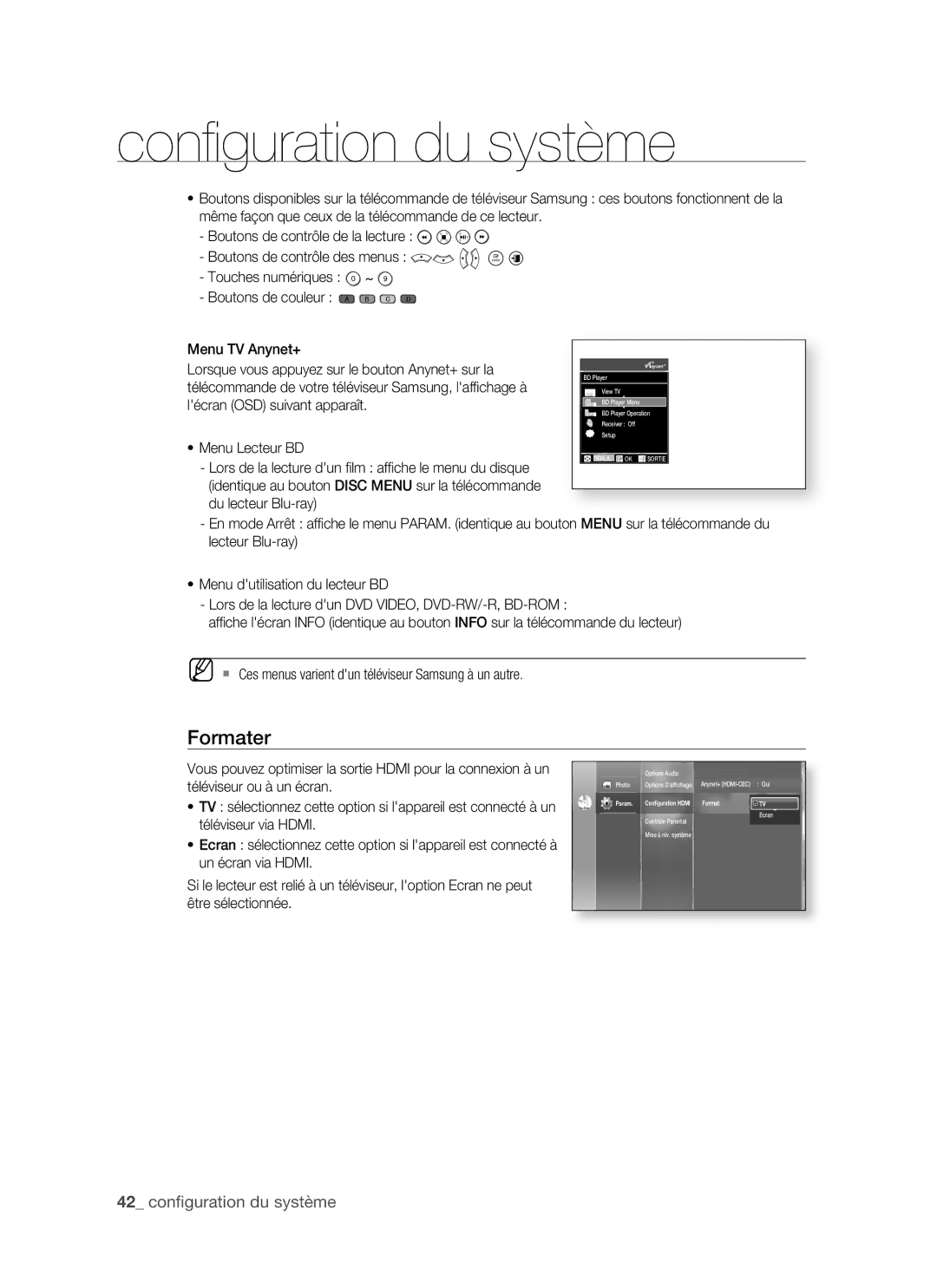 Samsung BD-P1400/XEL manual Formater, Touches numériques Boutons de couleur a B C D, Téléviseur ou à un écran 