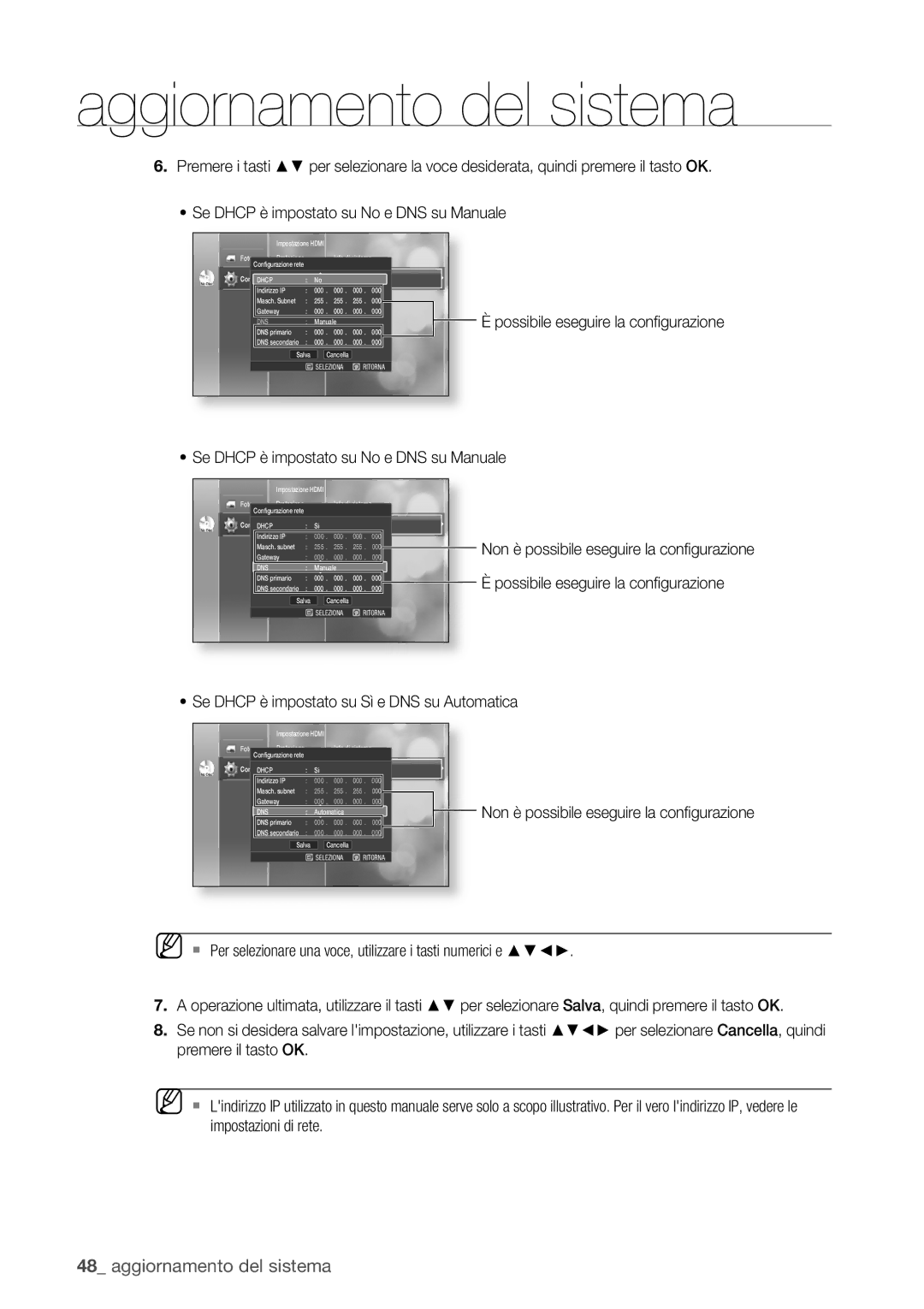 Samsung BD-P1400/XET manual Possibile eseguire la conﬁgurazione 