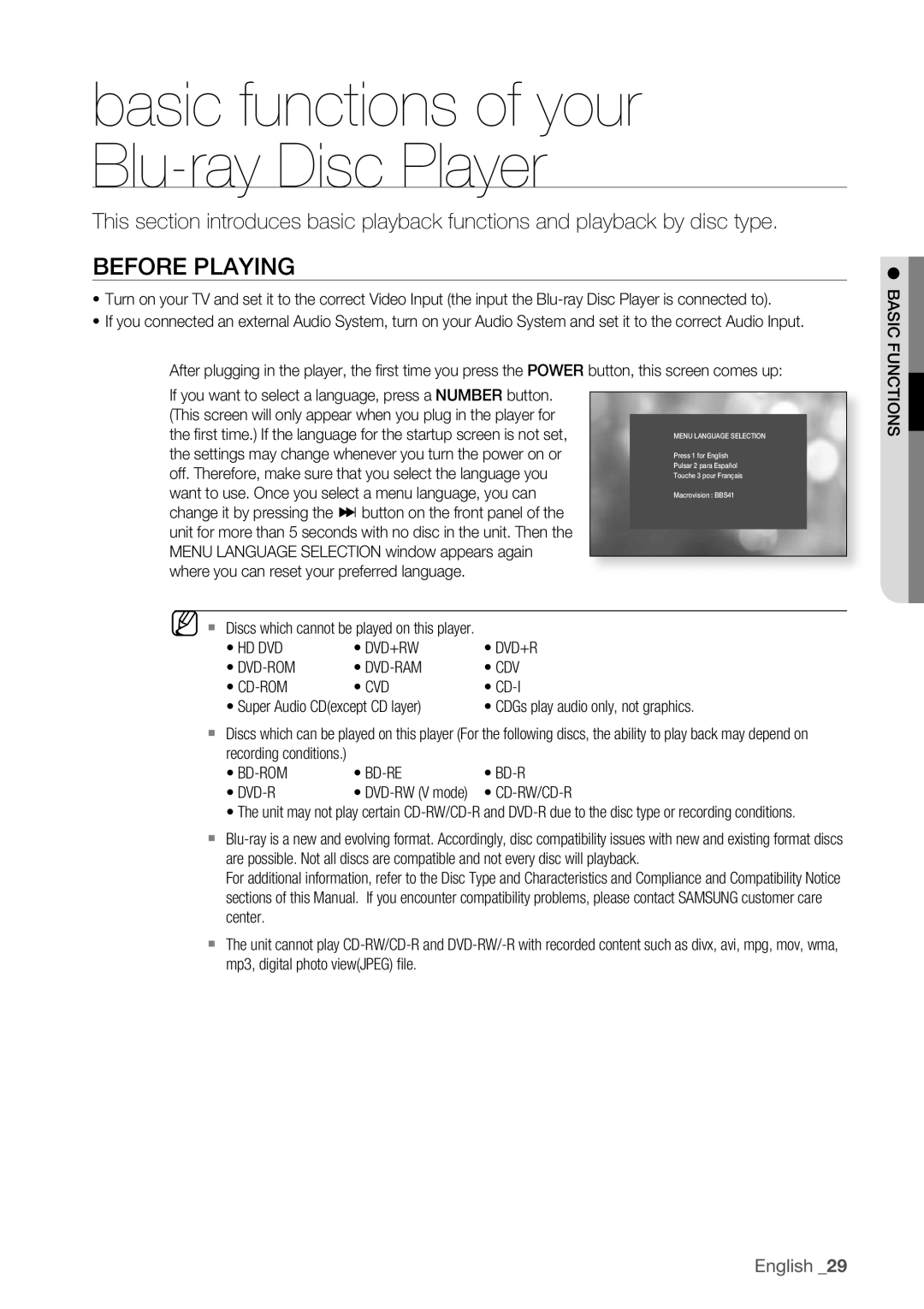 Samsung BD-P1500 user manual Before Playing, Hd Dvd Dvd+Rw Dvd-Rom Dvd-Ram Cdv Cd-Rom Cvd 