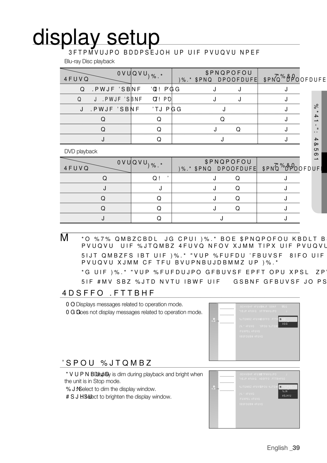 Samsung BD-P1500 user manual Screen Message, Front Display 