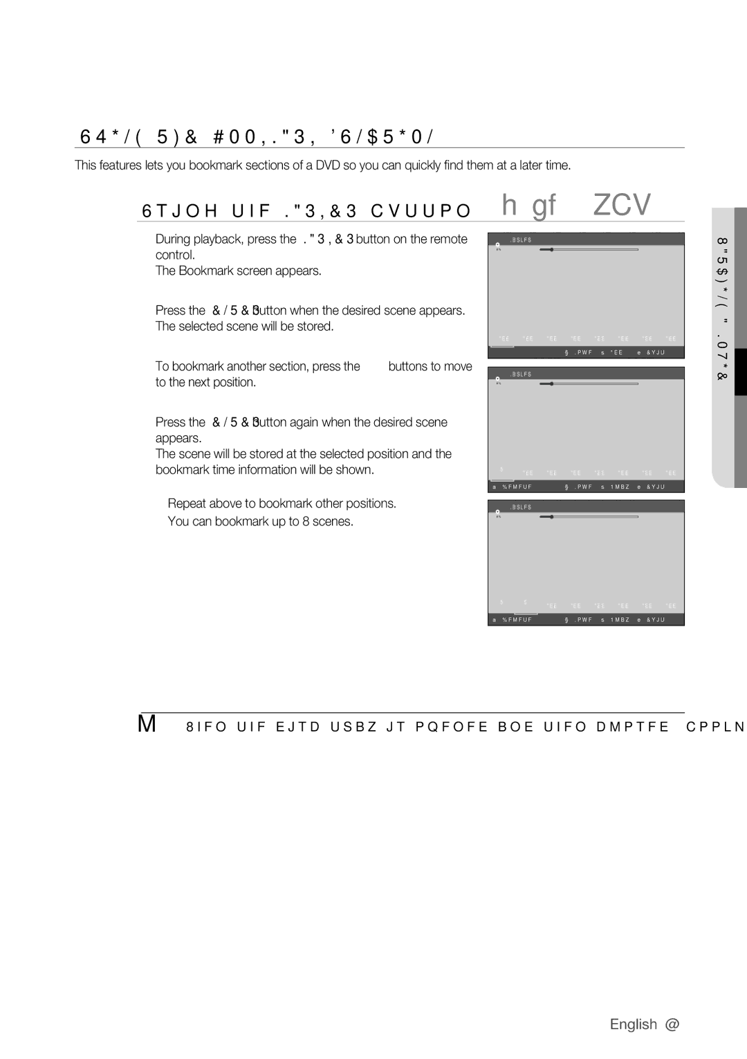 Samsung BD-P1500 user manual Using the Bookmark Function, Using the Marker button 