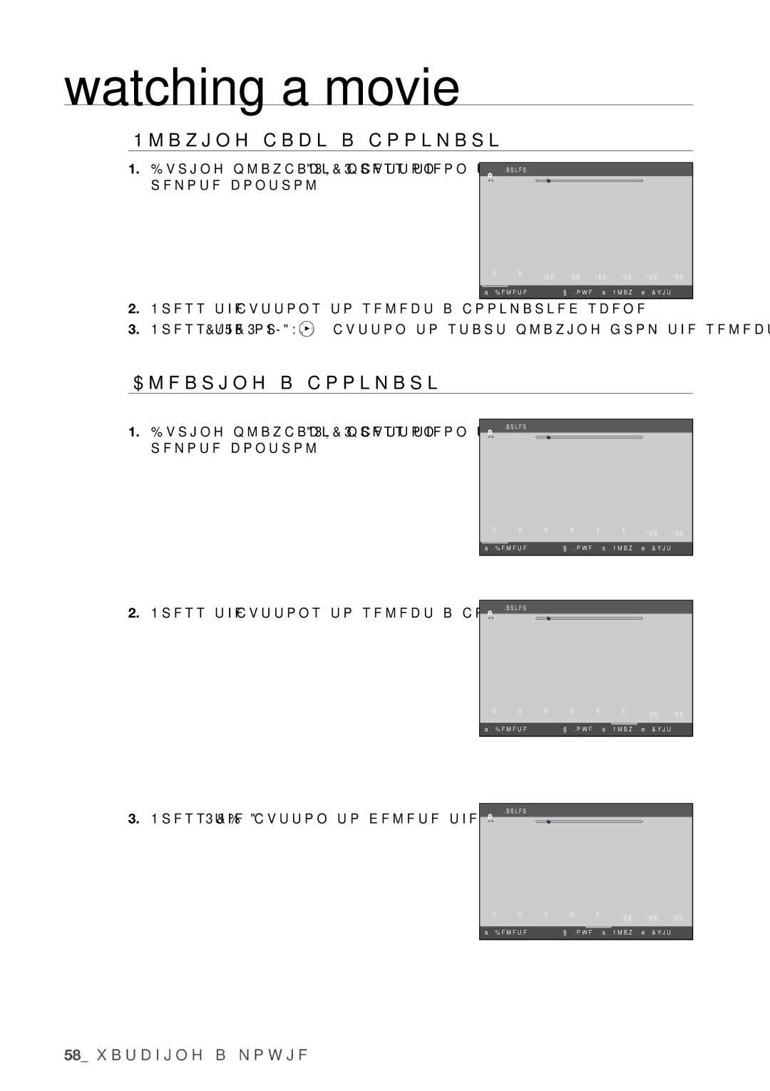 Samsung BD-P1500 Playing back a bookmark, Clearing a bookmark, . Press the + buttons to select a bookmarked scene 