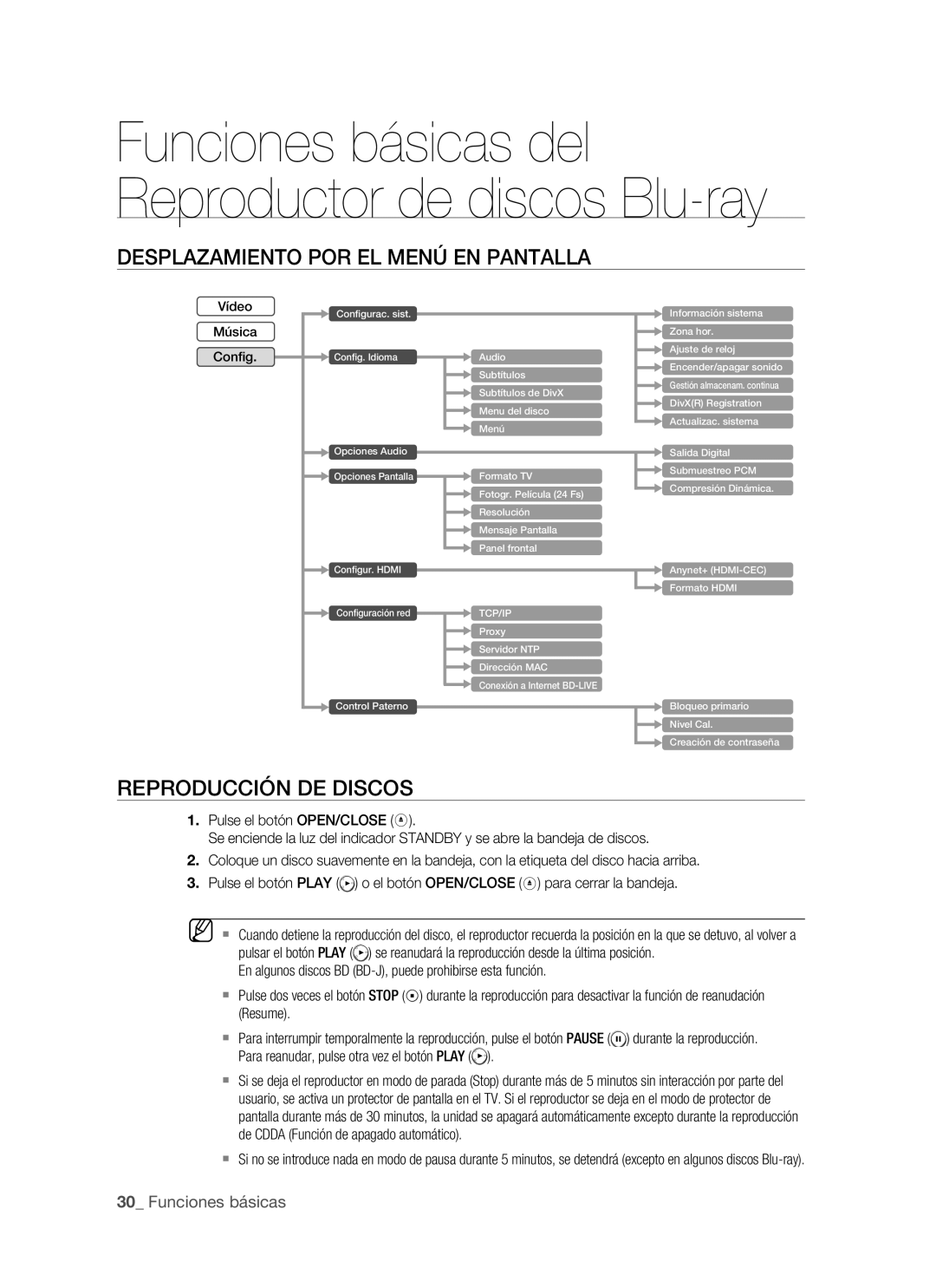 Samsung BD-P1500/EDC, BD-P1500/XEC manual Desplazamiento POR EL Menú EN Pantalla, Reproducción DE Discos 