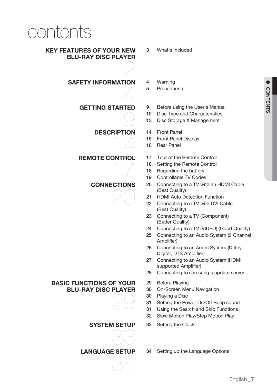 Samsung BD-P1500/XEF, BD-P1500/EDC manual Contents 