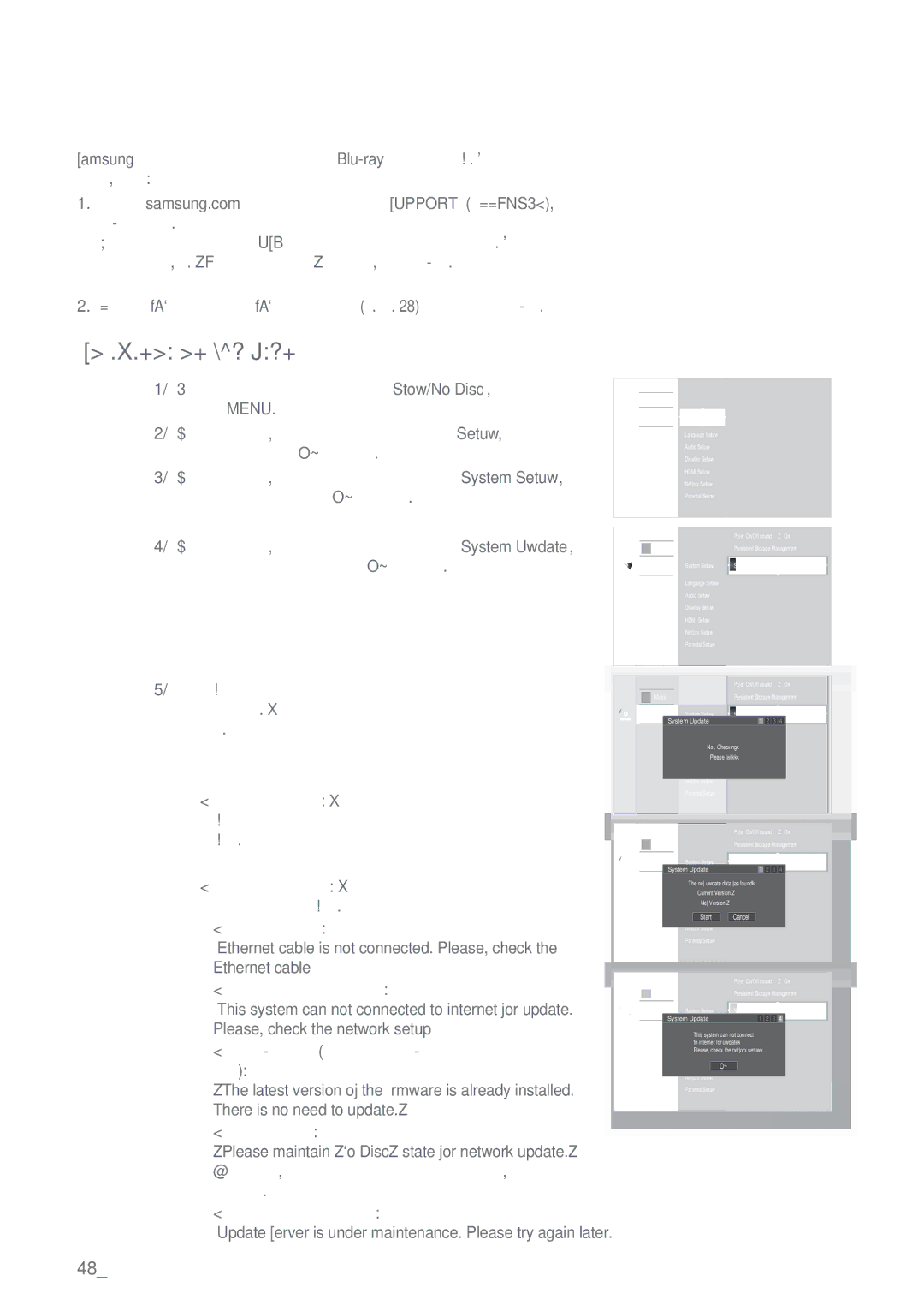 Samsung BD-P1500/EDC manual Обновяване на системата, Обновяване НА Фърмуера, 48 обновяване на системата, Или 