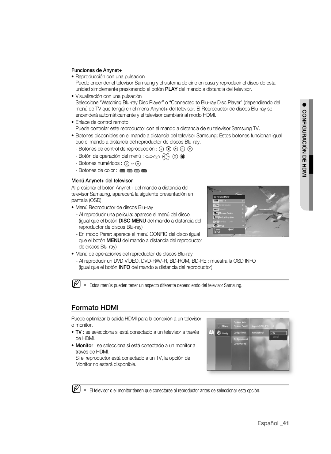 Samsung BD-P1500/MEA, BD-P1500/UMG manual Formato HdMi, Español 1, De Hdmi 