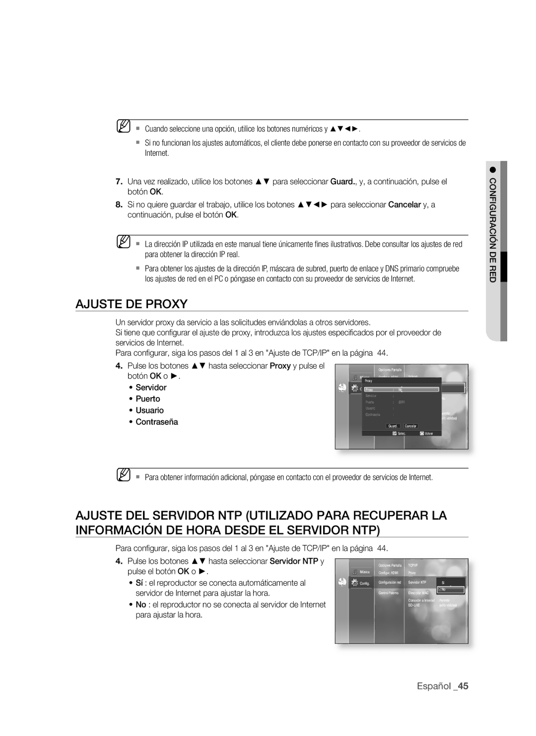 Samsung BD-P1500/MEA, BD-P1500/UMG manual AjUSte de PrOxY, Español  