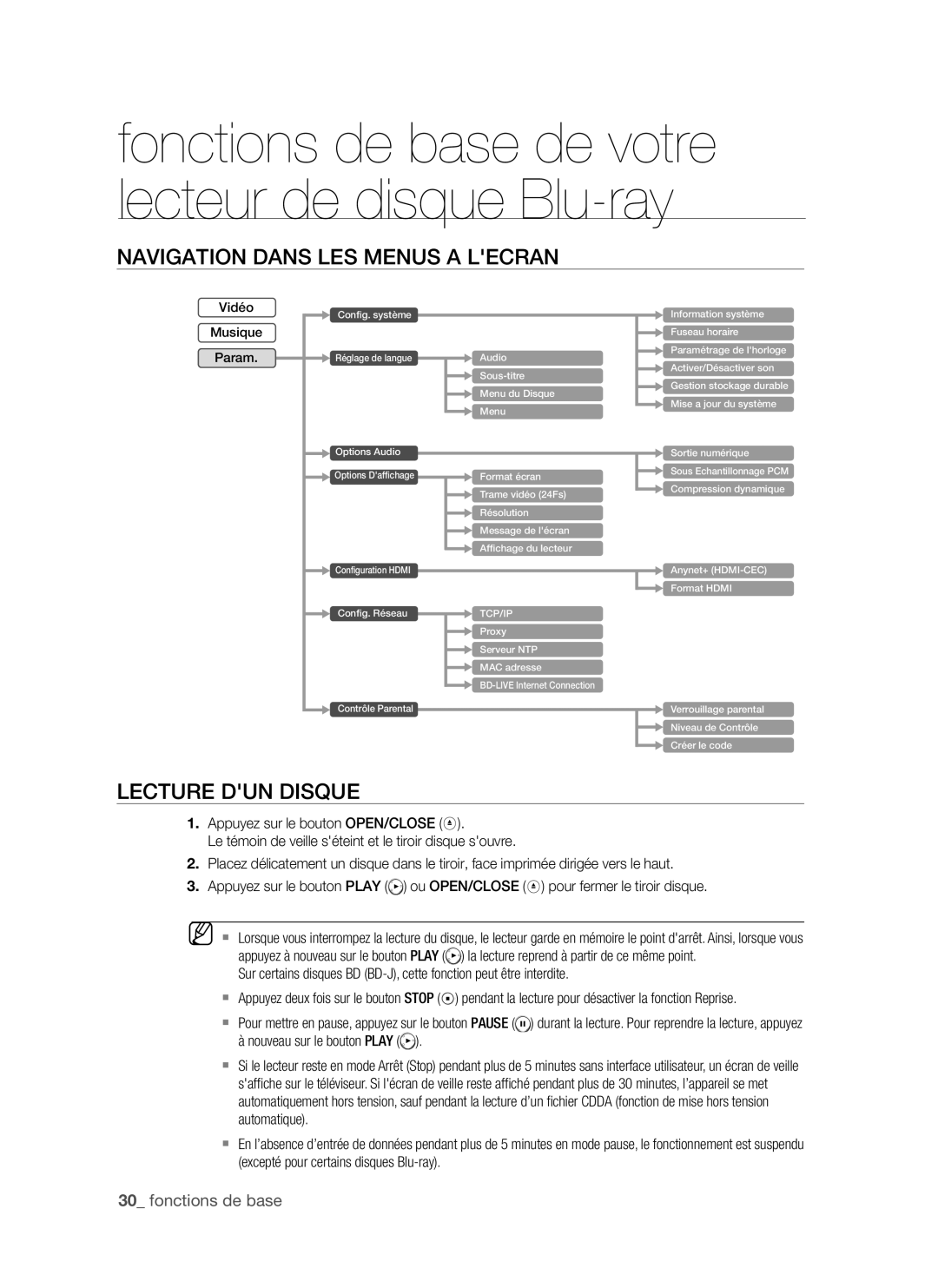 Samsung BD-P1500/MEA, BD-P1500/UMG manual Lecture dun disque, Fonctions de base 