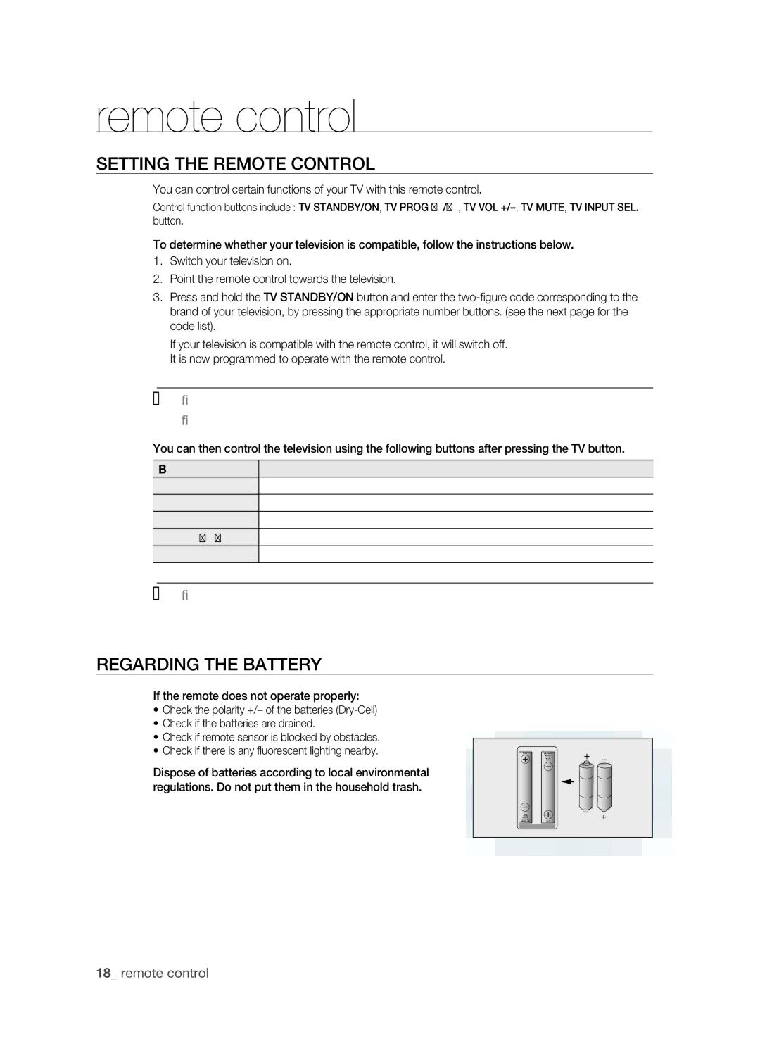 Samsung BD-P1500/MEA, BD-P1500/UMG manual SETTing the rEMOTE COnTrOL, REgarDing the BaTTEry,  remote control 