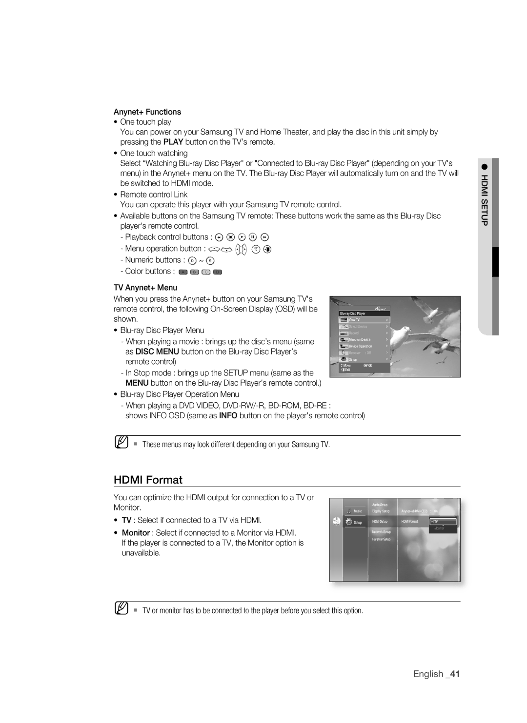 Samsung BD-P1500/UMG, BD-P1500/MEA manual HDMi Format, English 1 