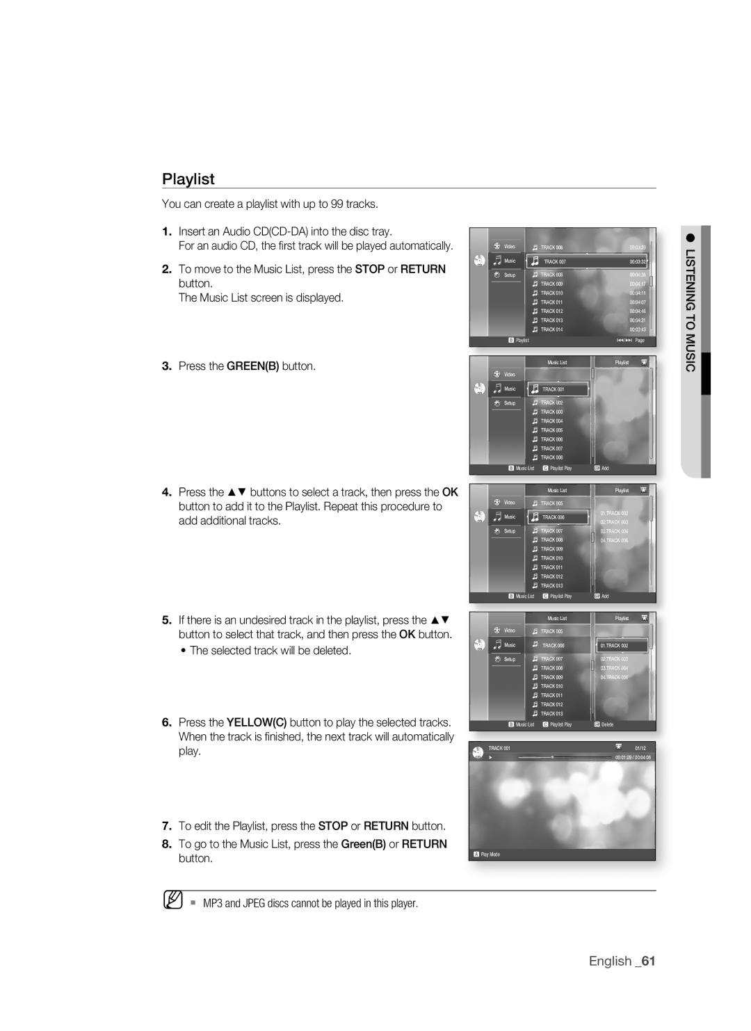 Samsung BD-P1500/UMG, BD-P1500/MEA manual Playlist 