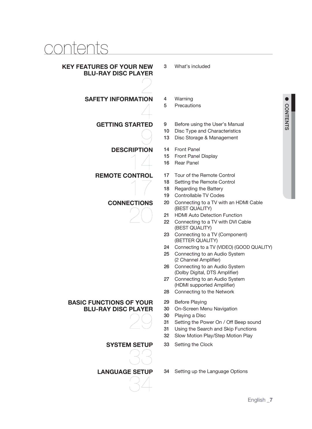 Samsung BD-P1500/UMG, BD-P1500/MEA manual Contents 