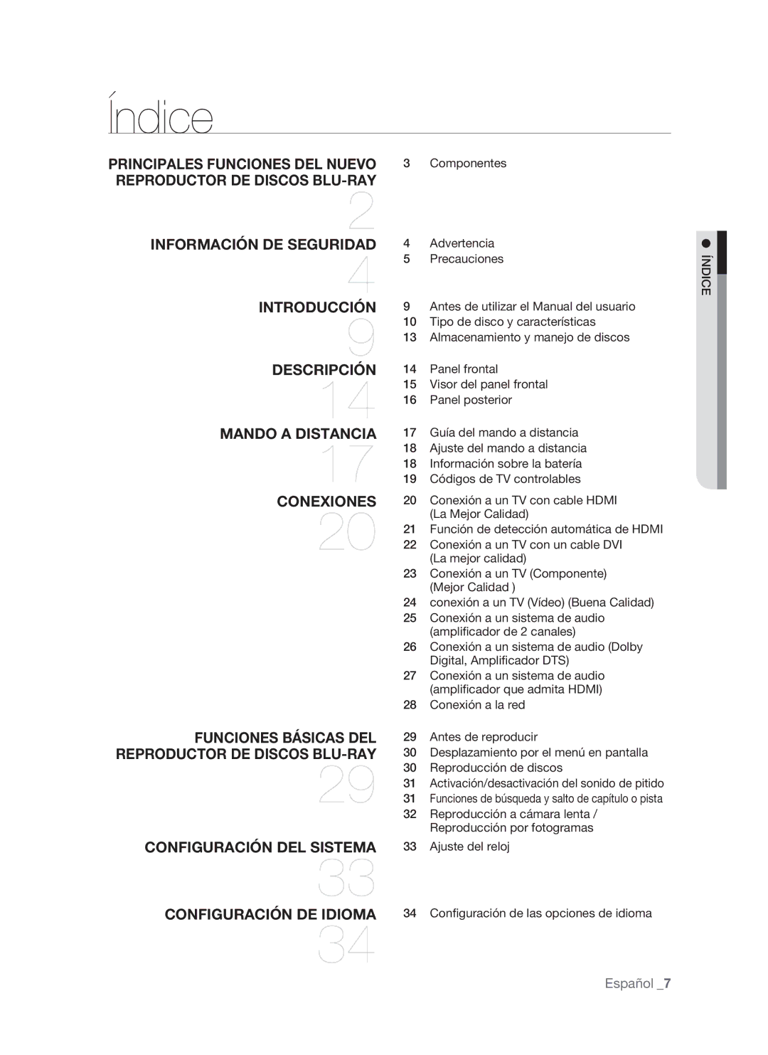 Samsung BD-P1500/MEA, BD-P1500/UMG manual Conexión a la red Índice 