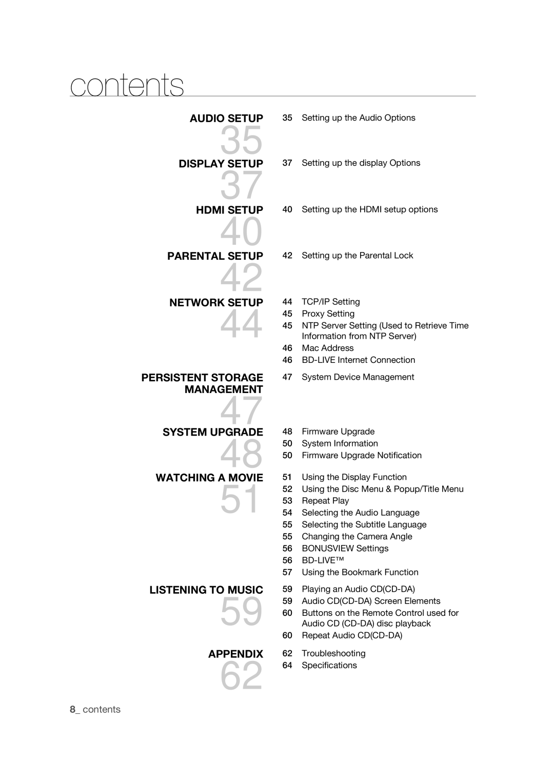 Samsung BD-P1500/MEA, BD-P1500/UMG manual  contents, Bd-Live 