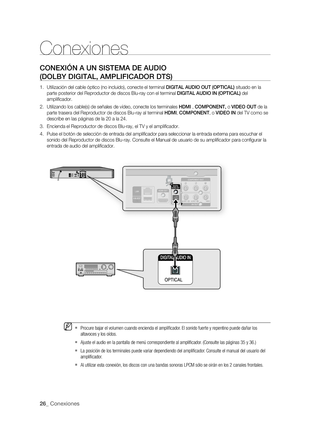 Samsung BD-P1500/UMG, BD-P1500/MEA manual Conexiones 