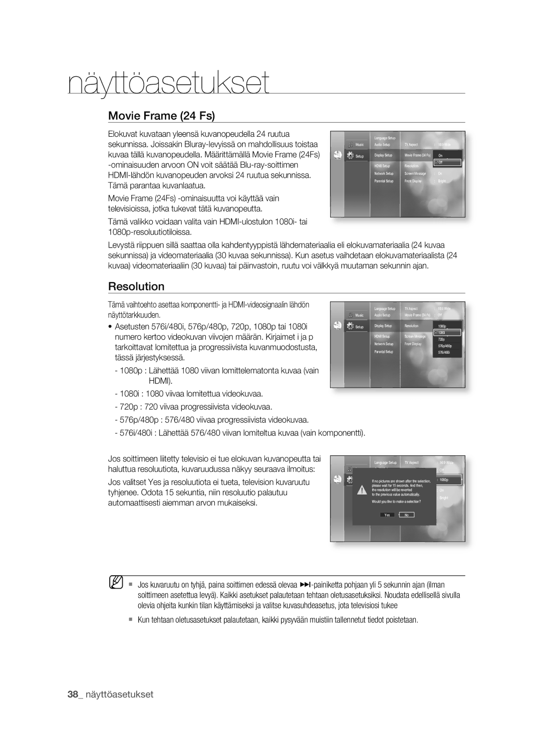 Samsung BD-P1500/XEE manual Resolution 