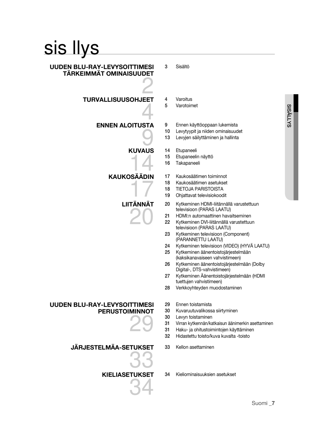 Samsung BD-P1500/XEE manual Sisällys, Tietoja Paristoista, Parannettu Laatu 