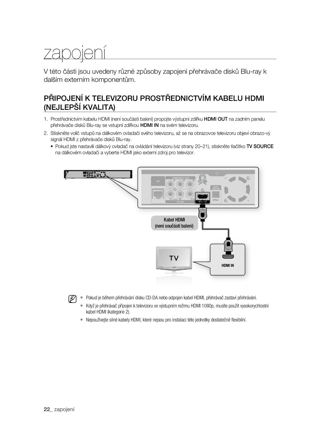 Samsung BD-P1580/EDC manual Zapojení 