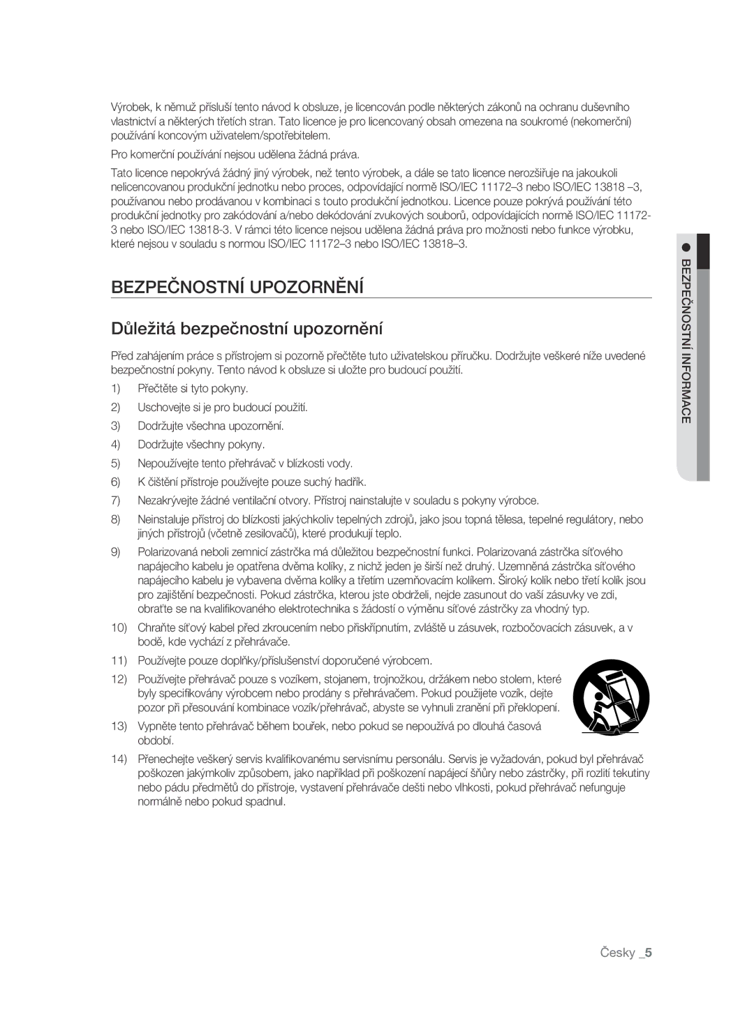 Samsung BD-P1580/EDC manual Bezpečnostní upozornění Důležitá bezpečnostní upozornění 