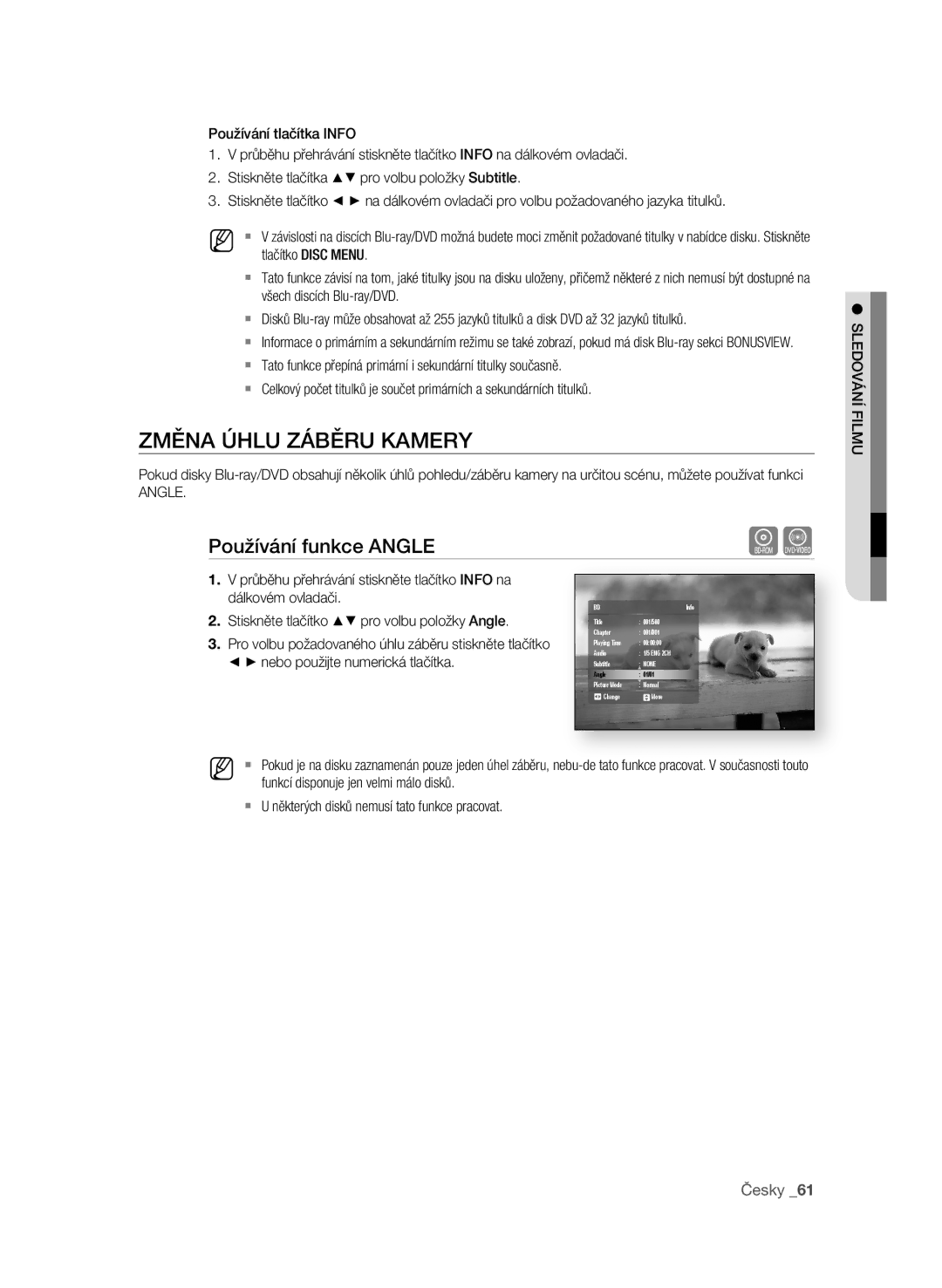 Samsung BD-P1580/EDC manual ZMĚna ÚhLU ZáBĚrU KaMEry, Používání funkce angLE, Angle 