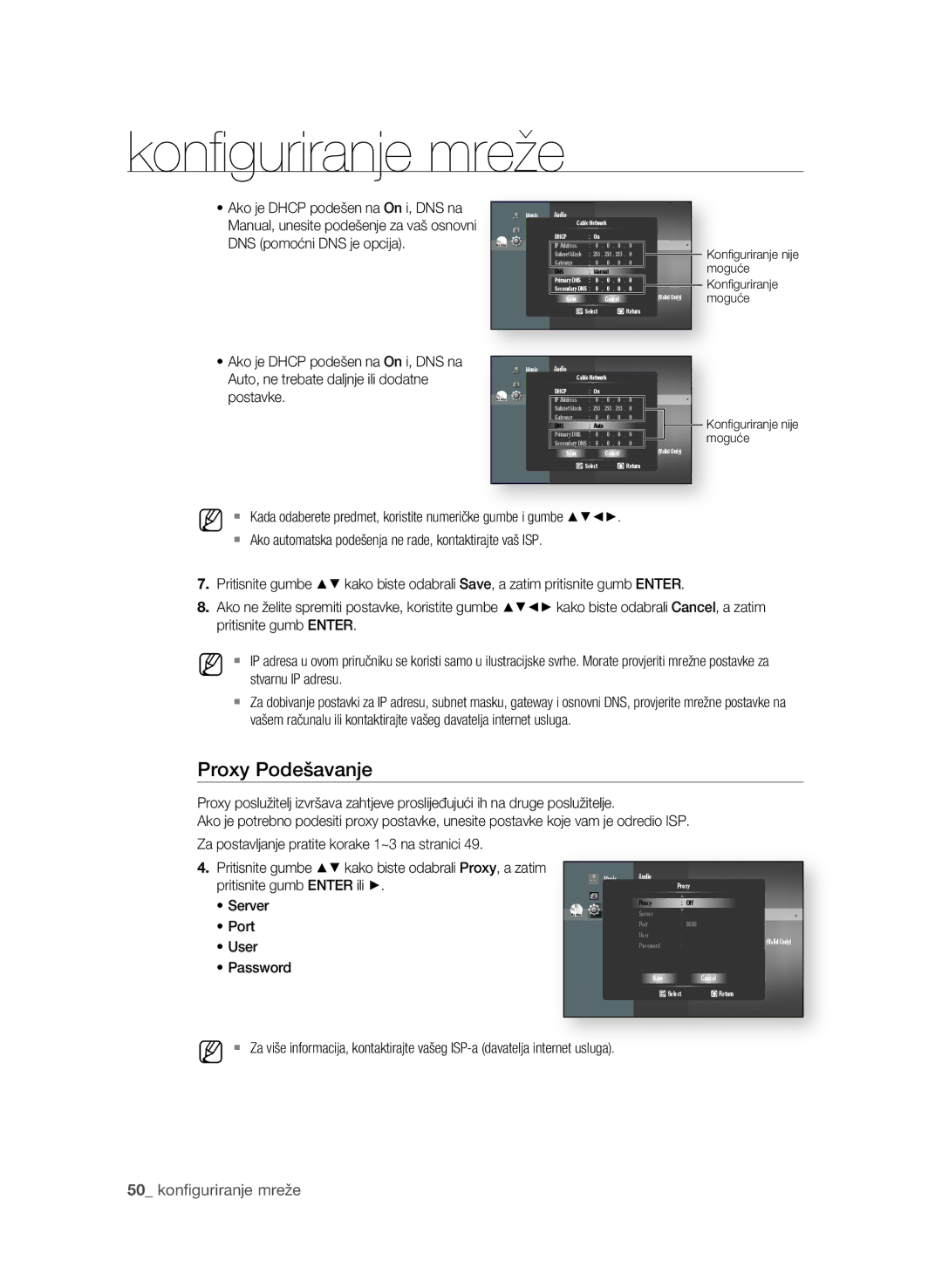 Samsung BD-P1580/EDC manual Proxy podešavanje 