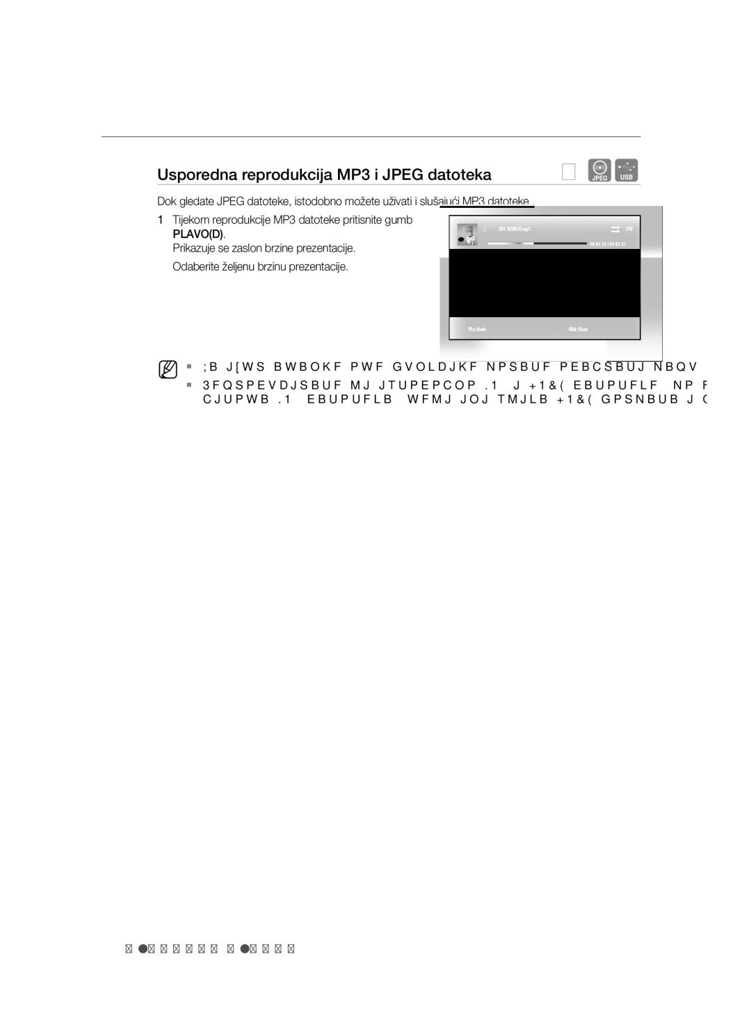 Samsung BD-P1580/EDC manual Agf, Usporedna reprodukcija Mp3 i jpeG datoteka 