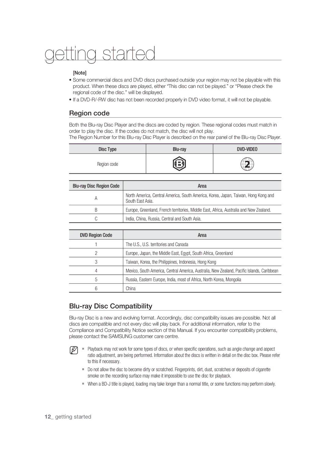 Samsung BD-P1580/XEC manual Blu-ray Disc Compatibility, Region code Blu-ray Disc Region Code, To this if necessary 