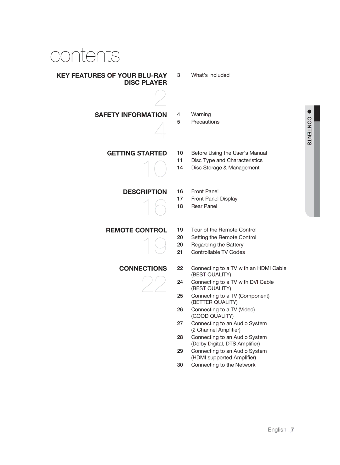 Samsung BD-P1580/XEE, BD-P1580/XEC, BD-P1580/EDC, BD-P1580/XEF manual Contents 