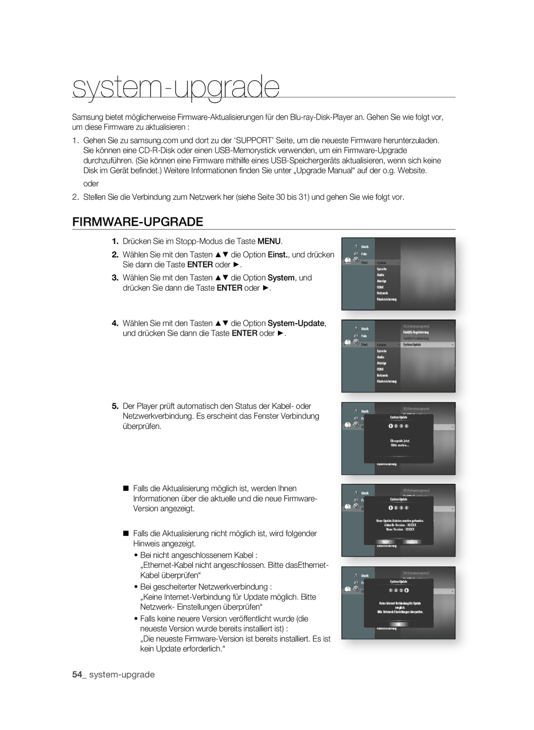 Samsung BD-P1580/XEC, BD-P1580/EDC, BD-P1580/XEF manual System-upgrade, FIRMWARE-uPgRAdE 