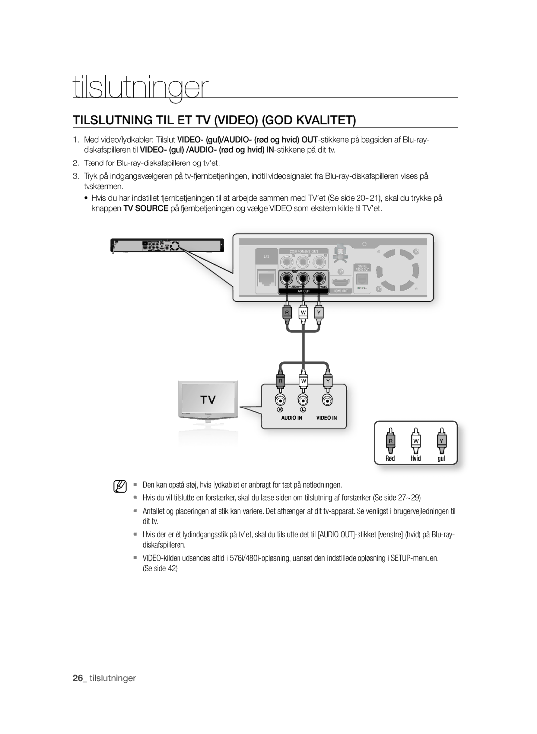 Samsung BD-P1580/XEE manual TIlsluTNING TIl eT Tv vIdeO GOd KvAlITeT 