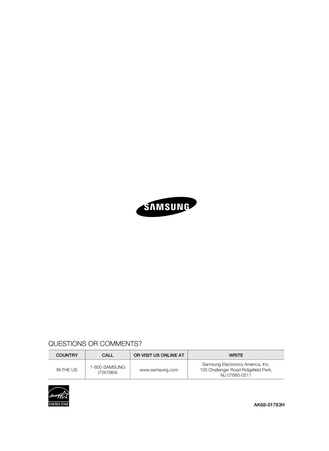 Samsung BD-1590C-XAC, BD-P1590-XAC, BD-1600-XAC user manual Questions or COMMENTS? 